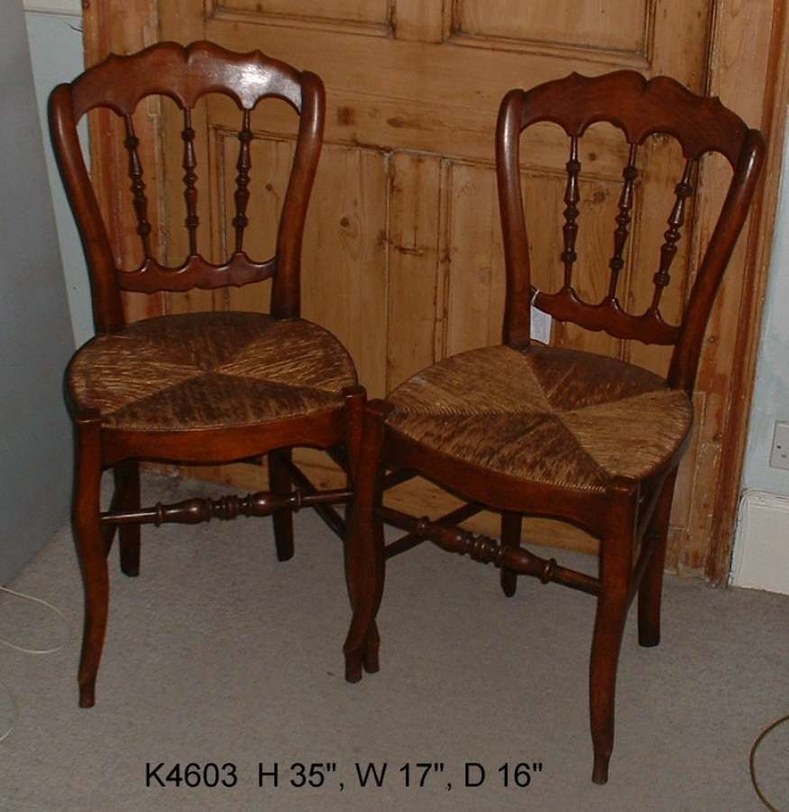 Pair of French Rush Seat Chairs